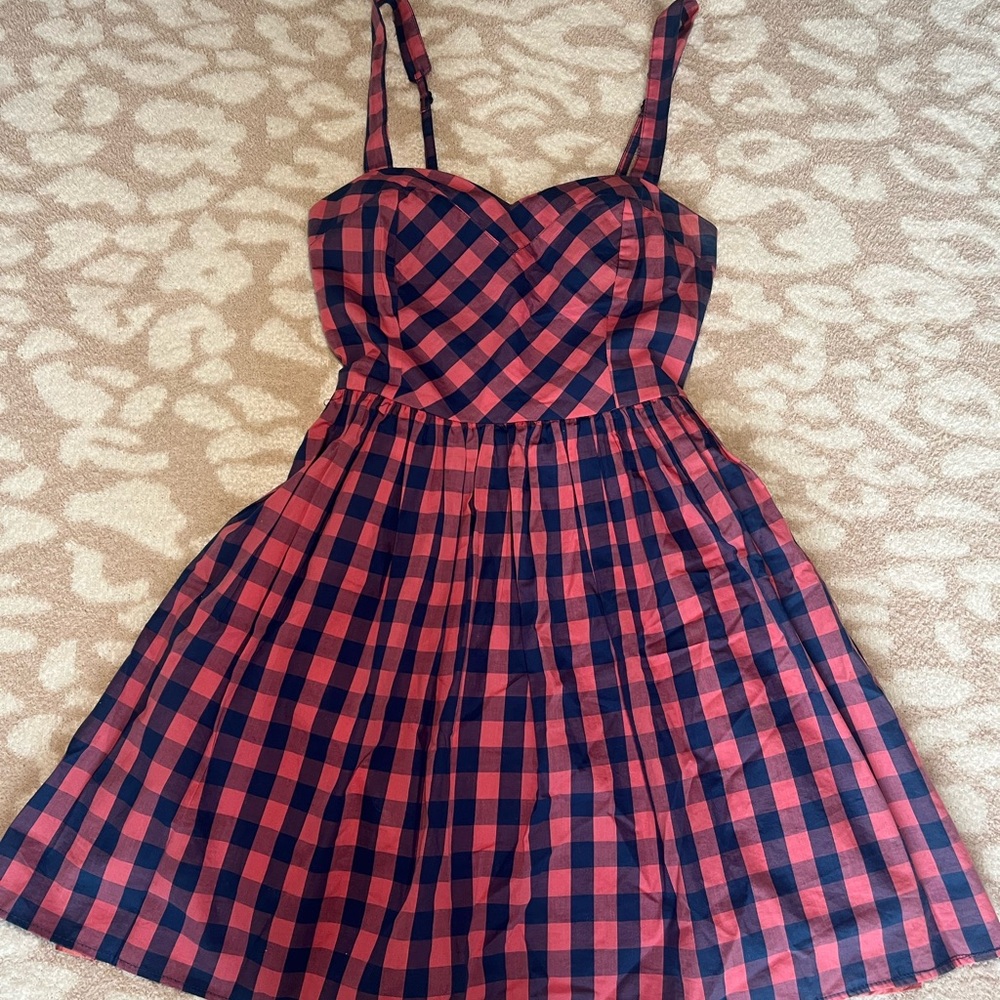 Stylish Pink and Blue Checkered Dress
